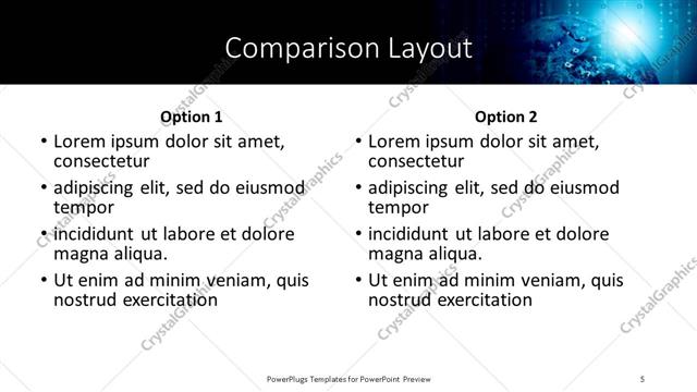 Comparison presentation slide layout