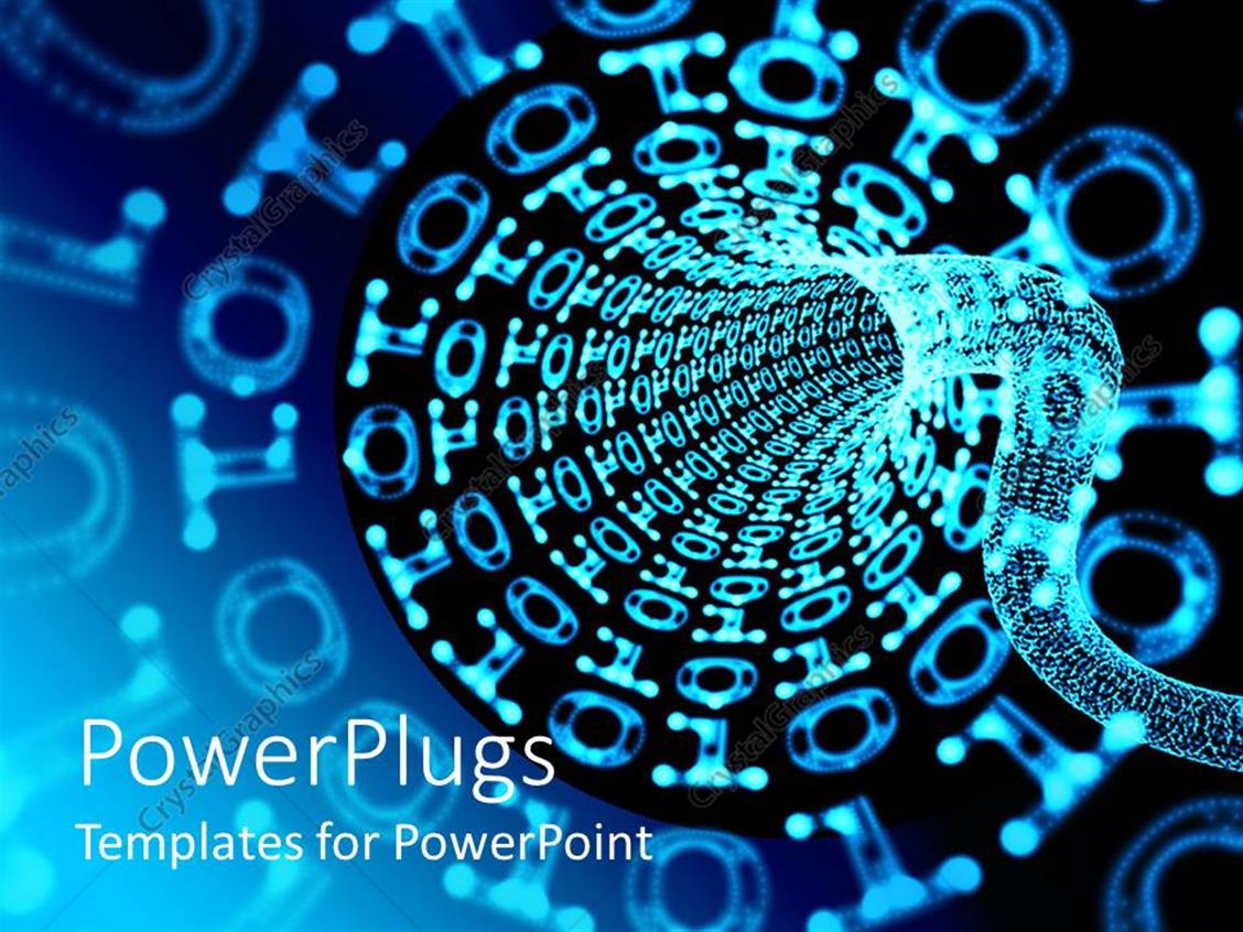 PowerPoint Template: a lot of binary numbers creating a spiral (3501)