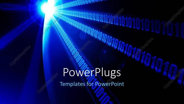  Presentation with binary blue - A lot of binary numbers with light in the end