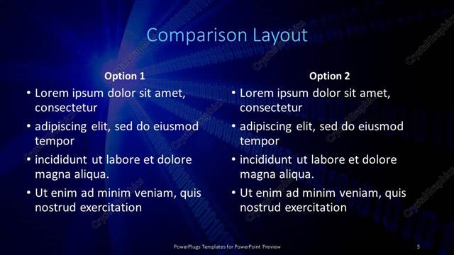 Comparison presentation slide layout