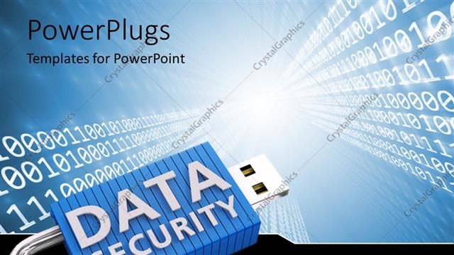  Presentation with data security - A lot of binary numbers with a lock and bluish background