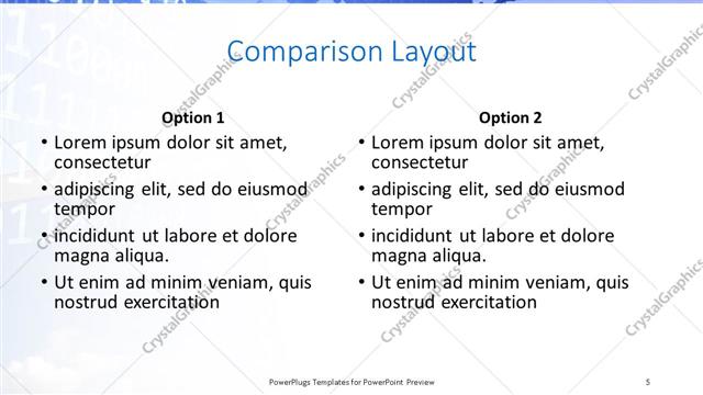 Comparison presentation slide layout