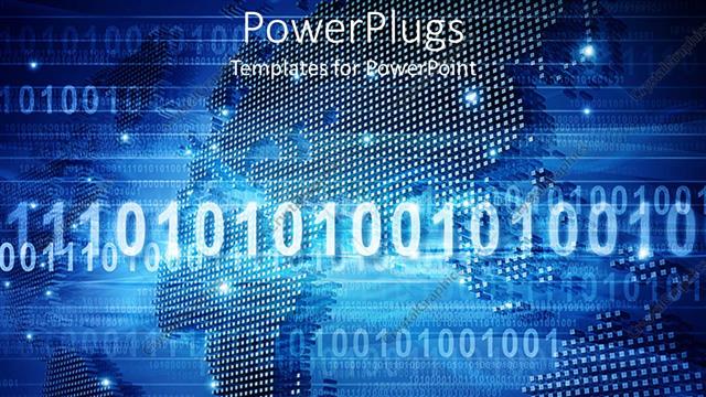  Presentation with numbers - A lot of binary numbers with map of the earth in the background