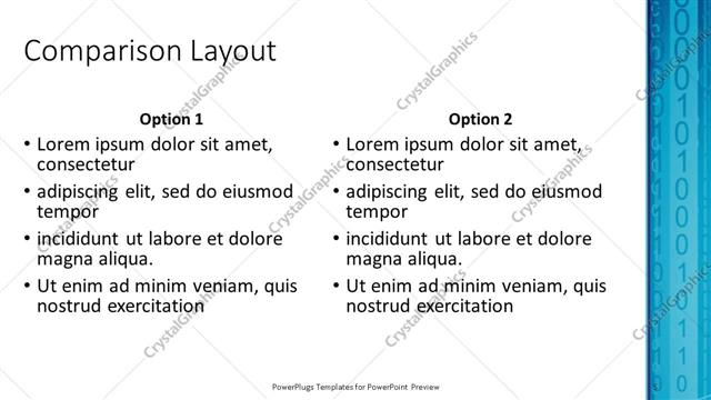 Comparison presentation slide layout