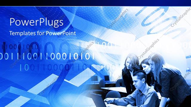  Presentation with office workers - A lot of binary numbers and office workers