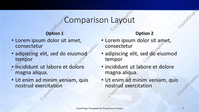 Comparison presentation slide layout