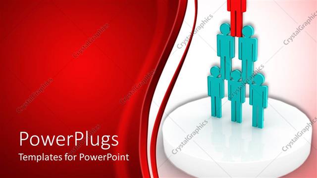  Presentation with pyramid - A lot of blue and red colored people forming a pyramid