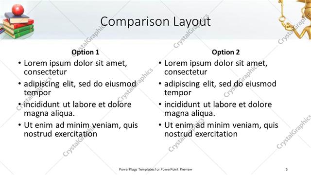 Comparison presentation slide layout