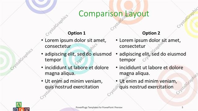 Comparison presentation slide layout