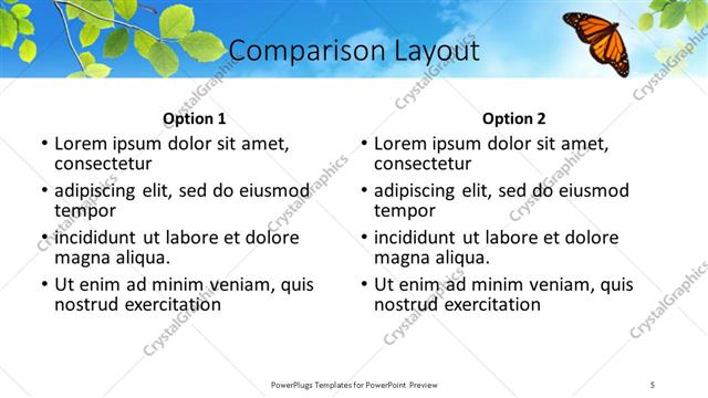 Comparison presentation slide layout