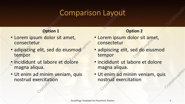 Comparison presentation slide layout