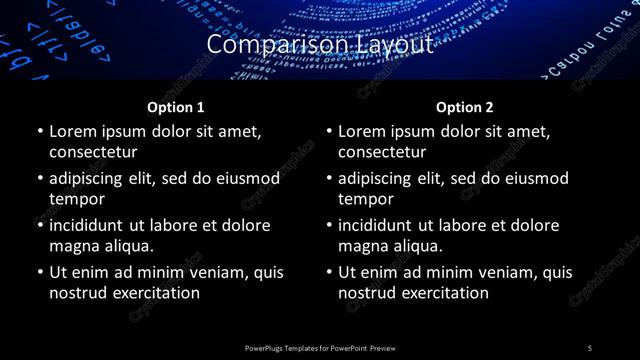 Comparison presentation slide layout