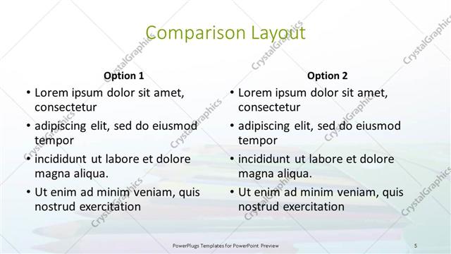 Comparison presentation slide layout