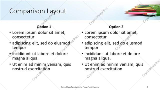 Comparison presentation slide layout