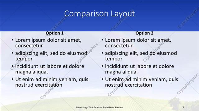 Comparison presentation slide layout