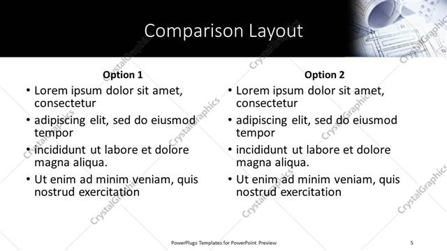 Comparison presentation slide layout