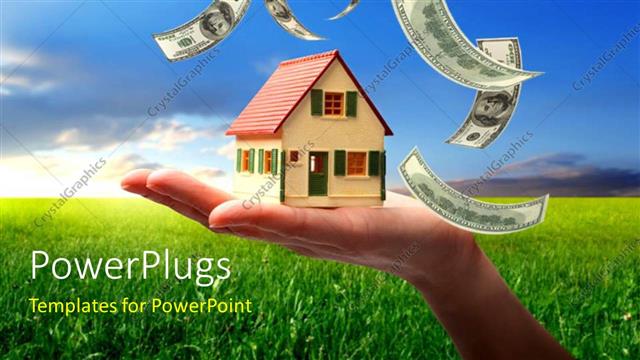  Presentation with real estate - A lot of dollar notes in the air