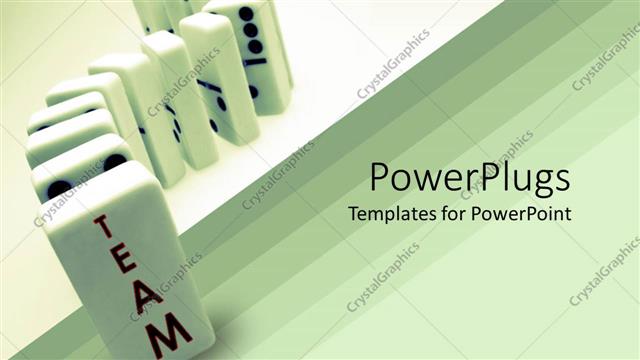  Presentation with team - A lot of dominos arranged with text which spells out the word