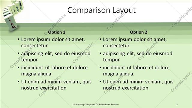 Comparison presentation slide layout