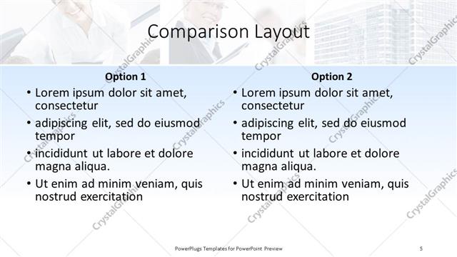 Comparison presentation slide layout