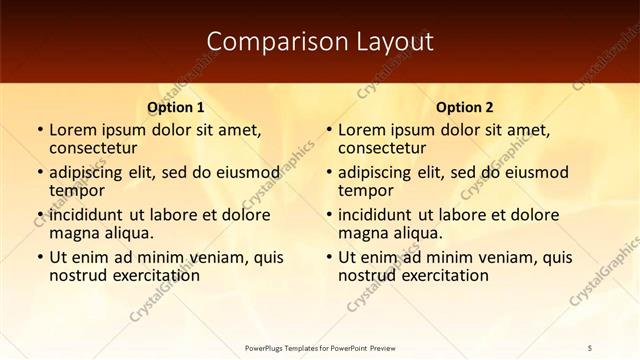 Comparison presentation slide layout