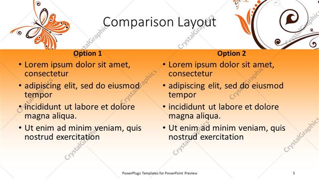 Comparison presentation slide layout