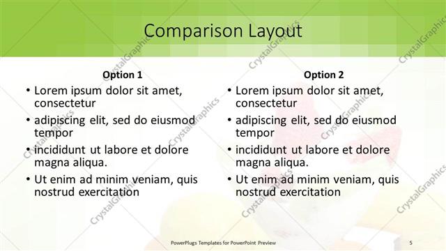 Comparison presentation slide layout