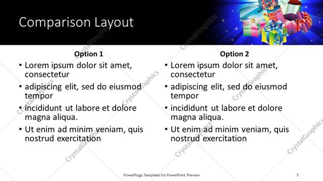 Comparison presentation slide layout