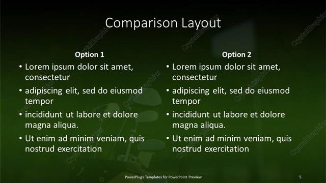 Comparison presentation slide layout