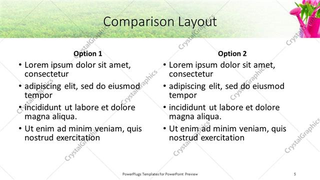 Comparison presentation slide layout
