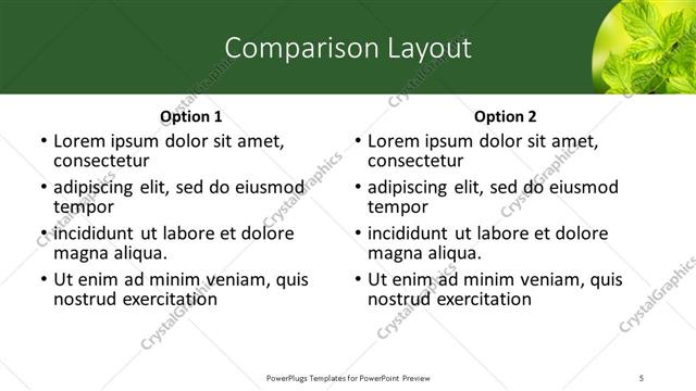 Comparison presentation slide layout