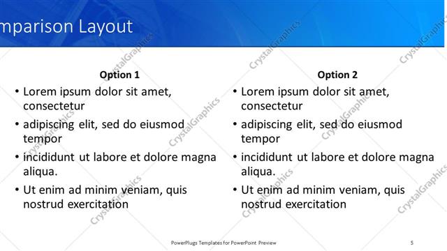 Comparison presentation slide layout