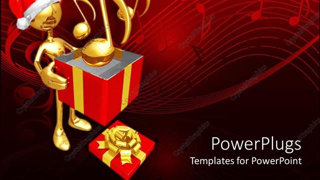  Presentation with hamper - A lot of music signs with a person and a gift hamper