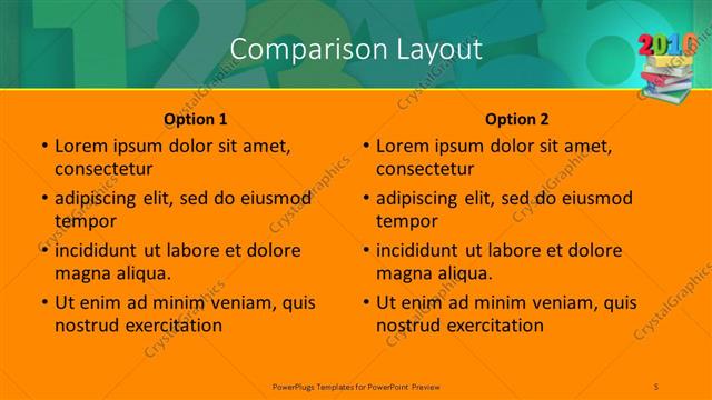 Comparison presentation slide layout