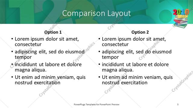 Comparison presentation slide layout