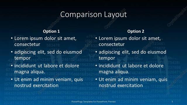 Comparison presentation slide layout
