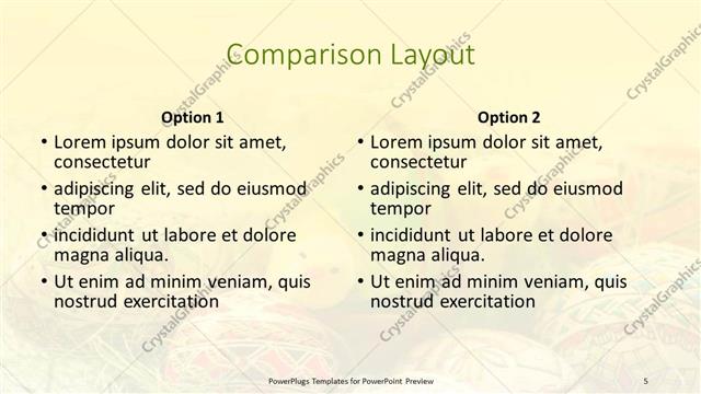 Comparison presentation slide layout