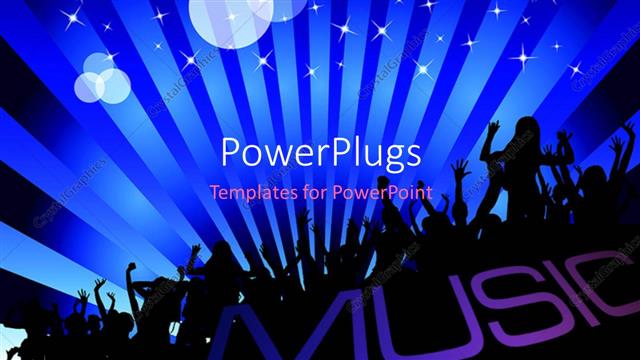  Presentation with people enjoying - A lot of people enjoying the music with bluish background