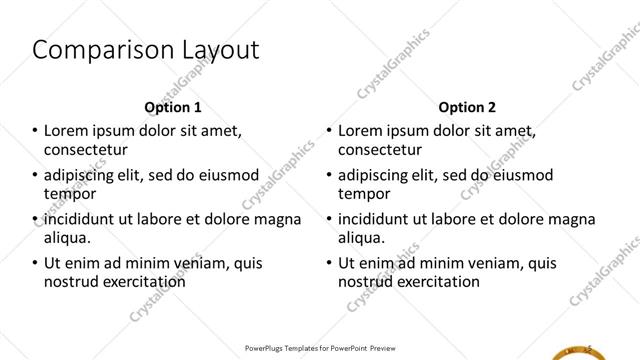 Comparison presentation slide layout