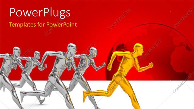  Presentation with competition - A lot of people in a race with reddish background