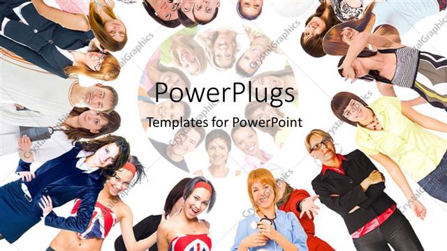  Presentation with united - A lot of people standing in a circle with white background