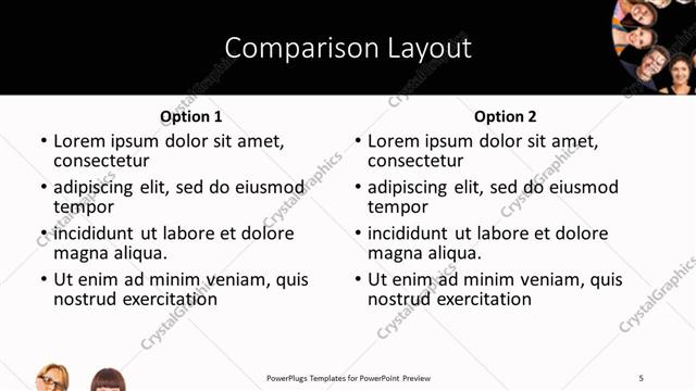 Comparison presentation slide layout
