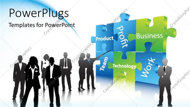  Presentation with puzzle pieces - A lot of professionals with a lot of puzzle pieces in the background