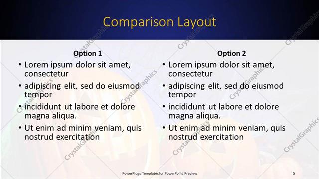 Comparison presentation slide layout