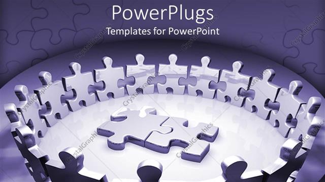  Presentation with circle puzzle pieces - Lot of puzzle pieces arranged in  circle with two in the middle