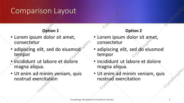 Comparison presentation slide layout