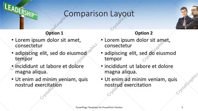 Comparison presentation slide layout