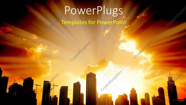  Presentation with dubai - A lot of sky scrapers with sunset in the background