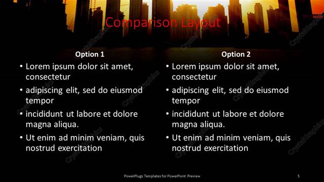 Comparison presentation slide layout