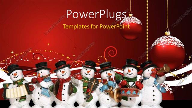  Presentation with snowmen - A lot of snowmen with celebration balls in background